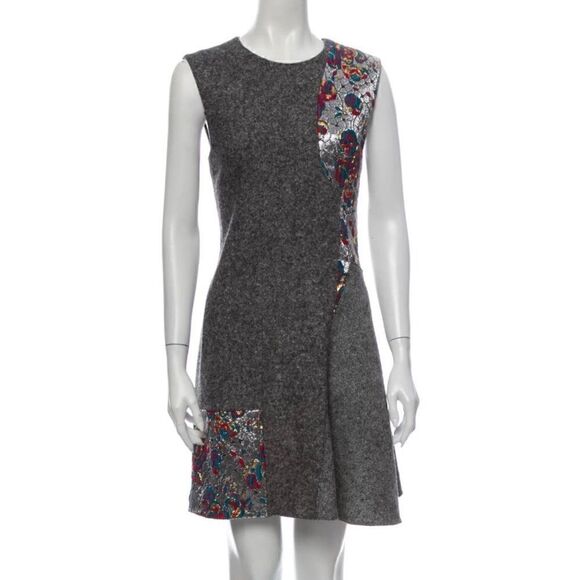 Stella McCartney Women’s Size Medium Dress Grey Wool Sleeveless Patchwork - Picture 1 of 9